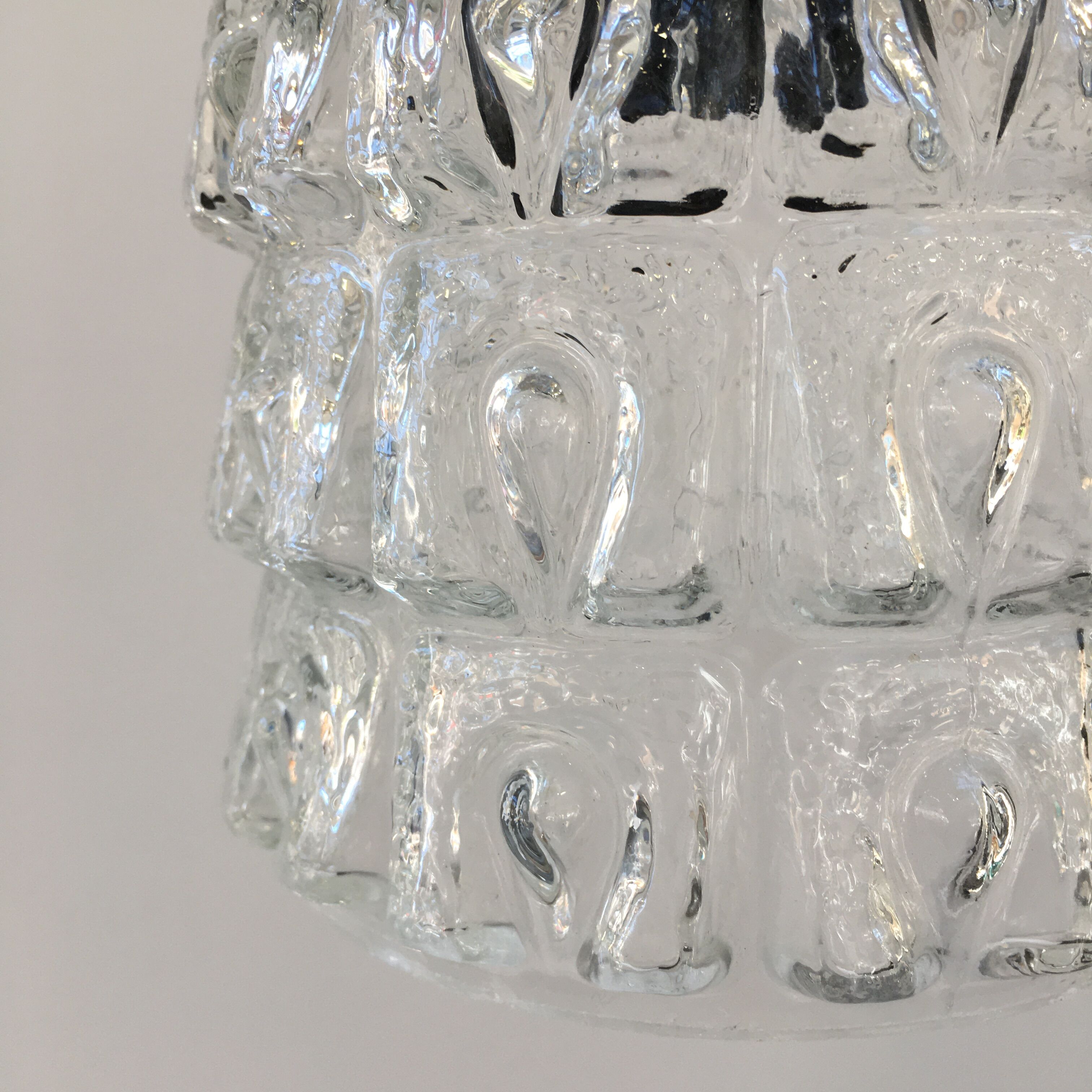 Vintage glass pendant lamp 70s