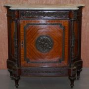Louis Buffet in Walnut 19th Century with Drawers, Marble and Bronze Ornaments