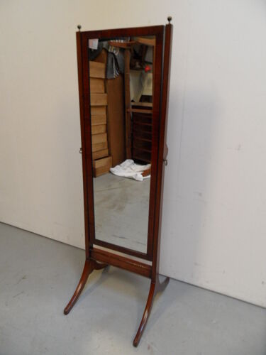 Miroir debout antique en acajou, 140x43 cm