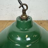 Industrial British Green Enamel Factory Pendant Lamp, 1960s