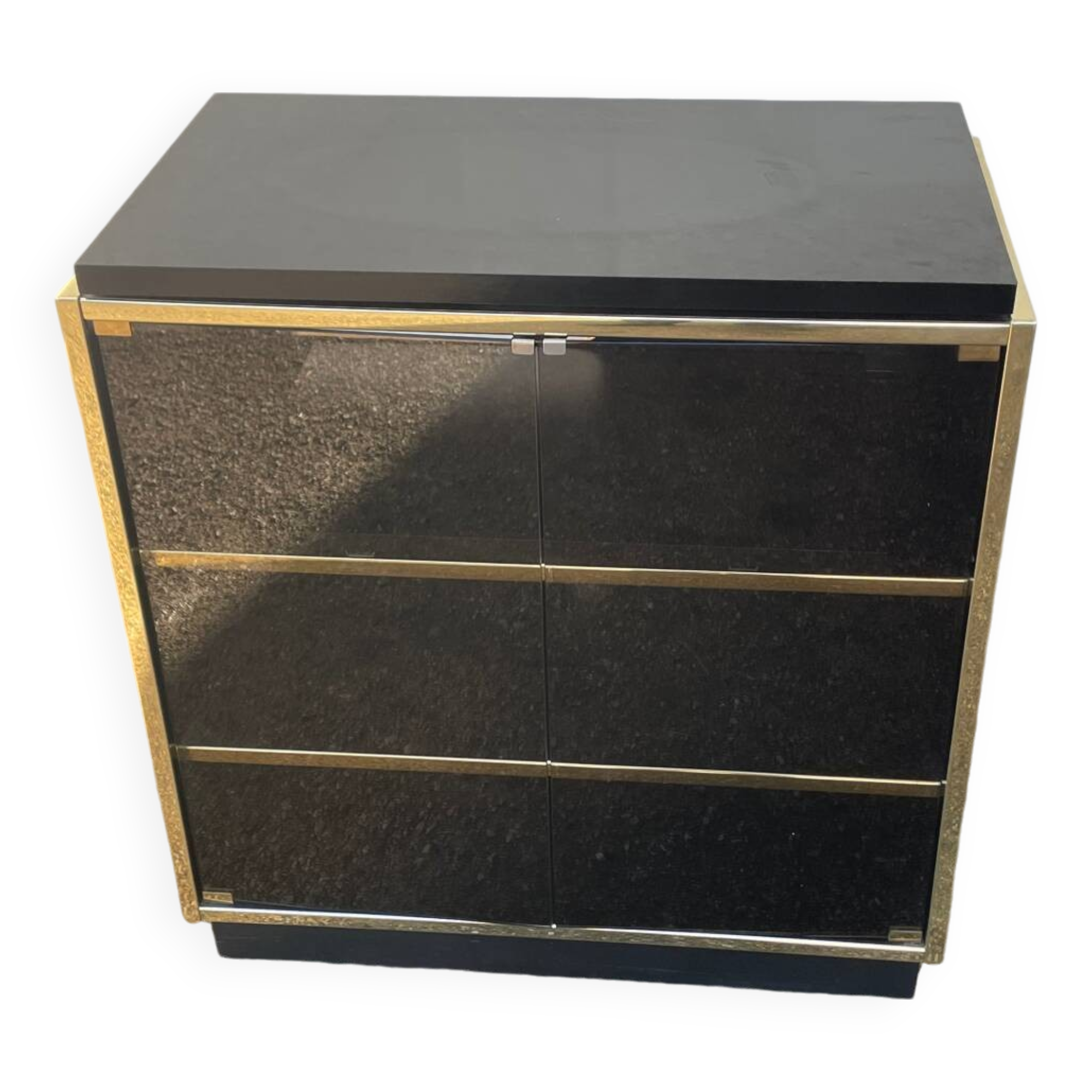 Vintage black and gold TV cabinet from the 70s/80s