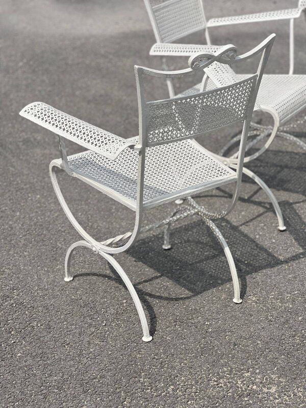 Ensemble de jardin  Maison Jansen en fer forgé  1960