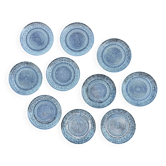 Lot de 10 assiettes vintage en verre moulé