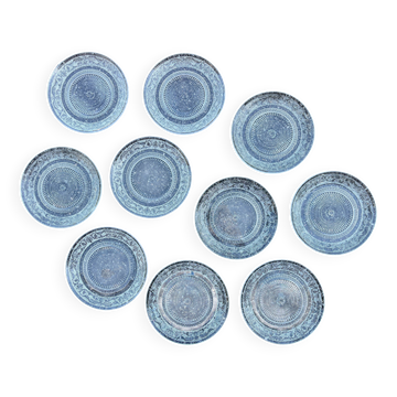 Lot de 10 assiettes vintage en verre moulé