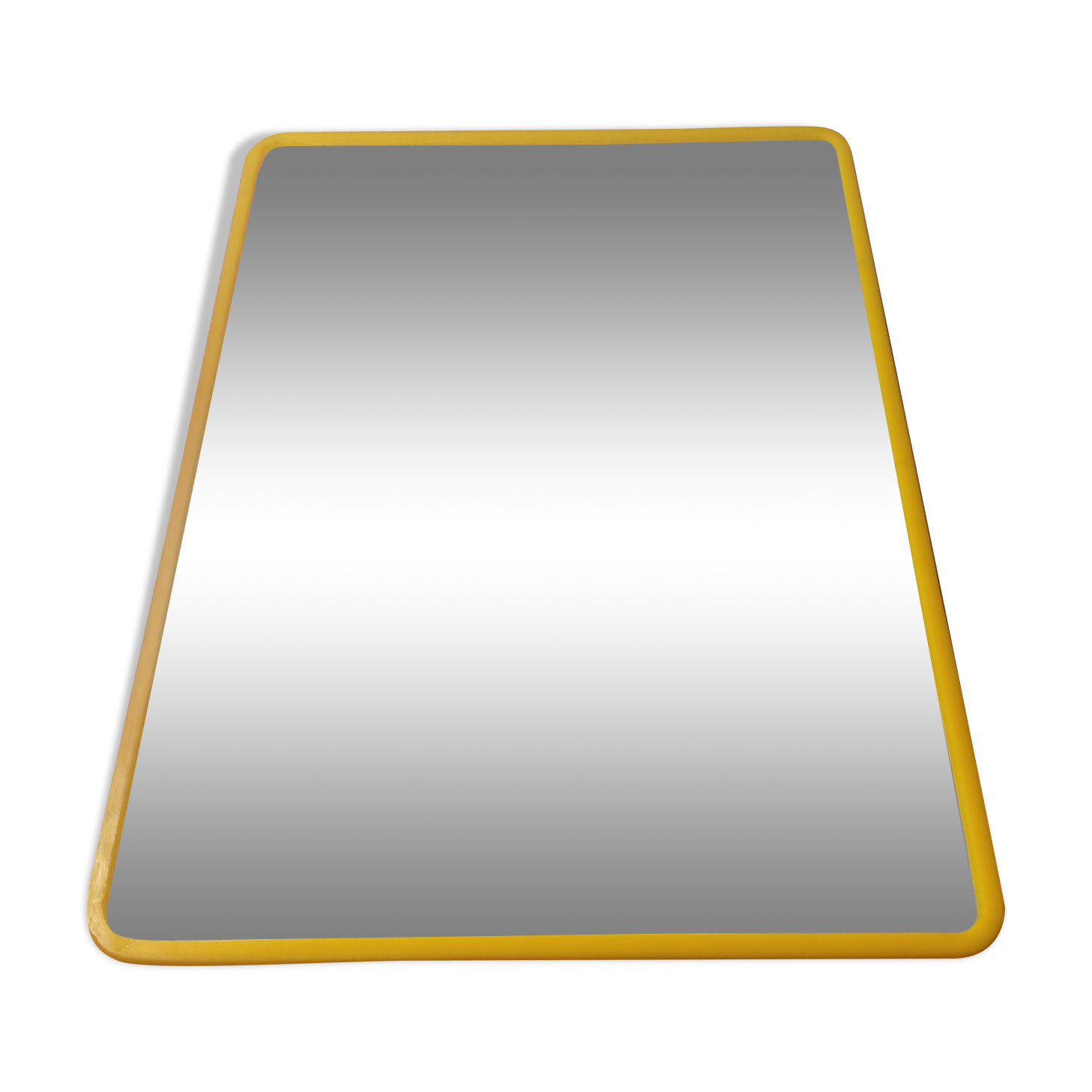 Mirror 70s yellow plastic rounded shape