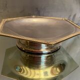 Plate on pedestal hexagonal shape silver metal Regency style