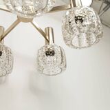 5-branch chandelier in gold and blown glass with gold sequins, 1960