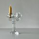Brutalist double candle holder in ice glass Pukeberg Sweden – 1970