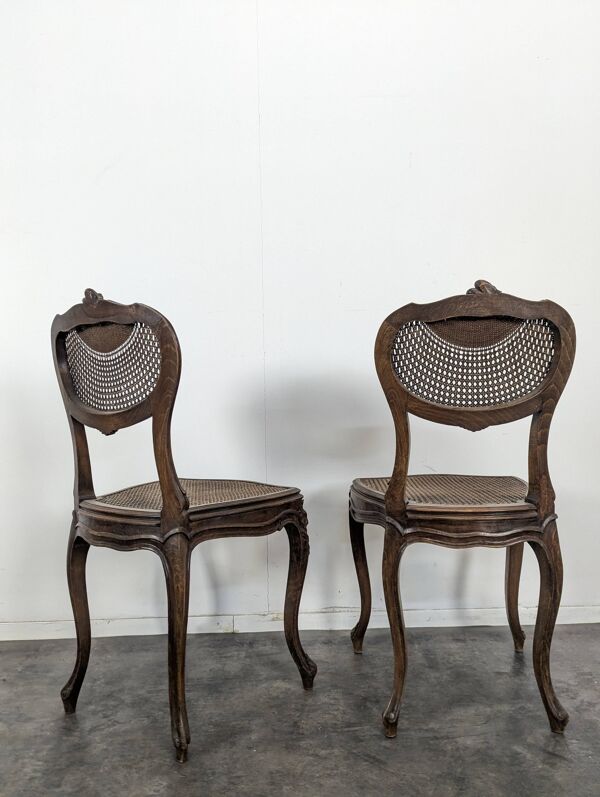 Paire de chaises cannées de style Louis XV