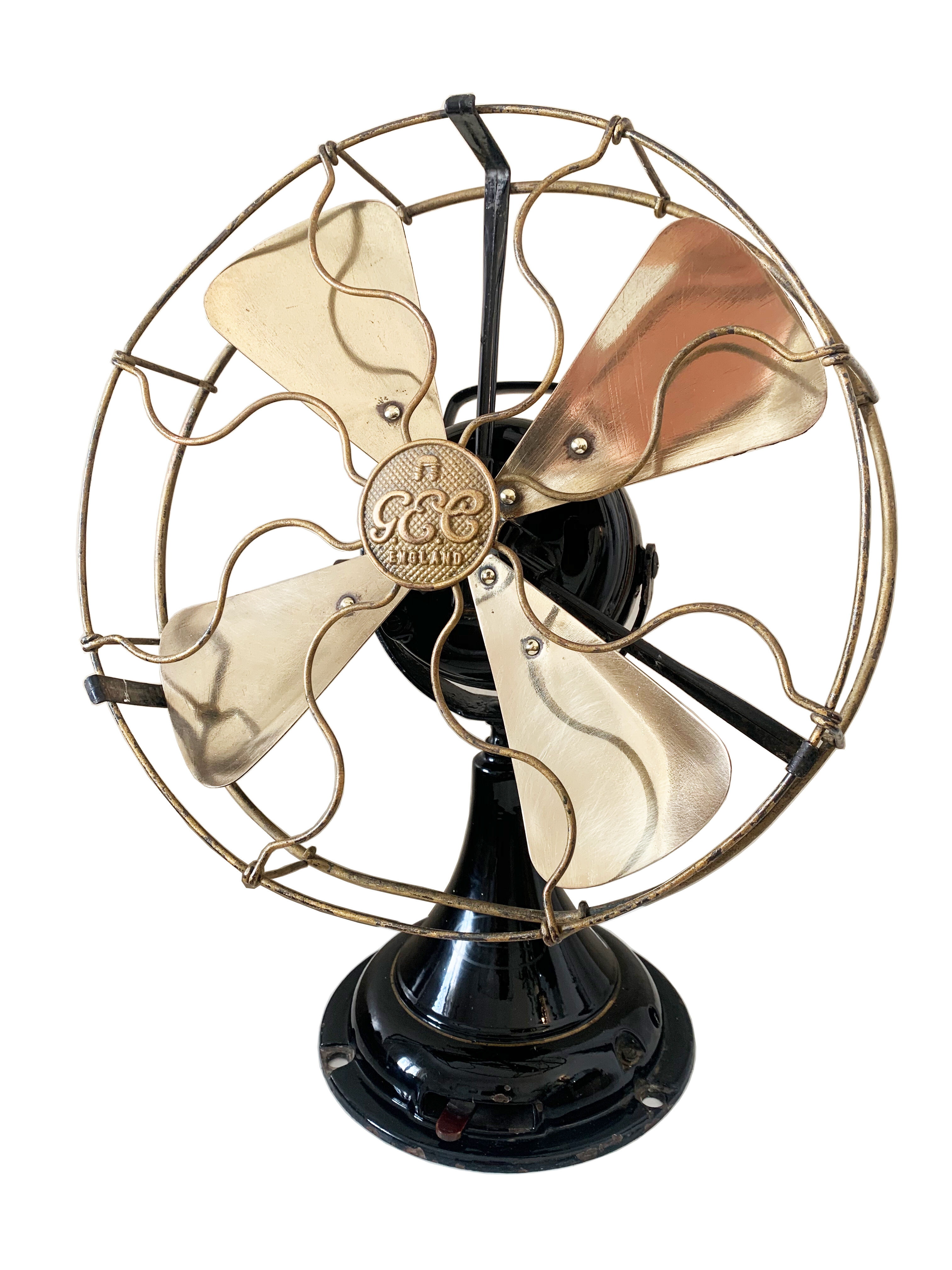 GEC 1930s General Electric England Fan 4 Brass Blade Table Fan