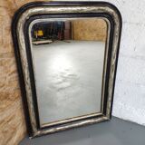 Mirror Louis-Philippe black wood and silver carved