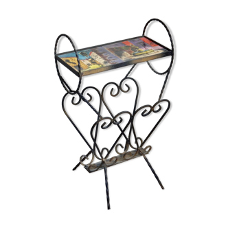 Wrought iron and ceramic magazine holder