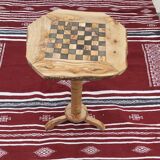 Rustic handmade chess table made of natural olive wood