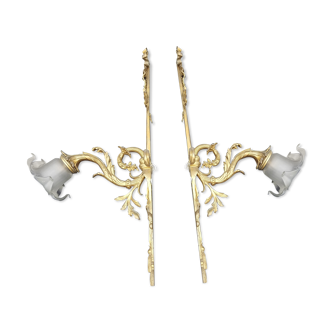 Pair of Napoleon III appliques in gilded bronze