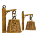 Pair of rattan and cane lantern wall lights. 1950s-60s