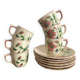 Coffee cups and saucers in Desvres earthenware.