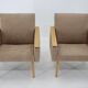 Pair of minimalist mid-century armchairs, czechoslovakia
