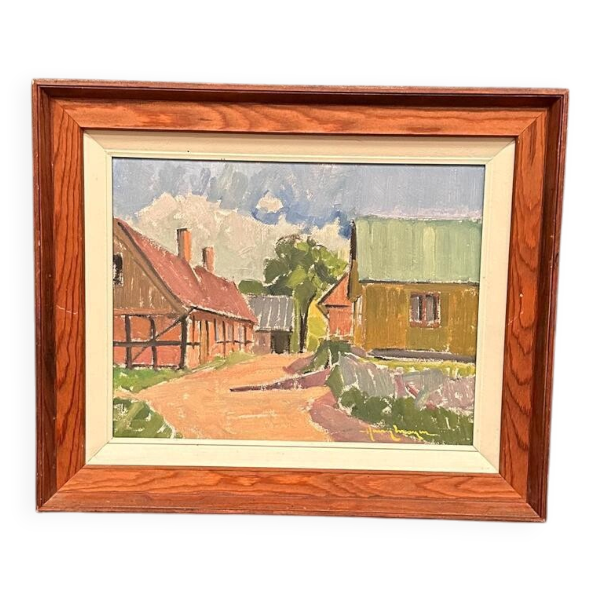 Original Swedish Oil On Panel – “Skånemotiv” By Henry Mayne – Signed – Vintage & Framed – 46 × 38 Cm (18.1" × 15")