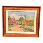 Huile sur panneau d'origine suédoise – “Skånemotiv” par Henry Mayne – Signé – Vintage et encadré – 46 × 38 cm (18,1" × 15")