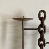 Raw beaten iron candlestick 1970