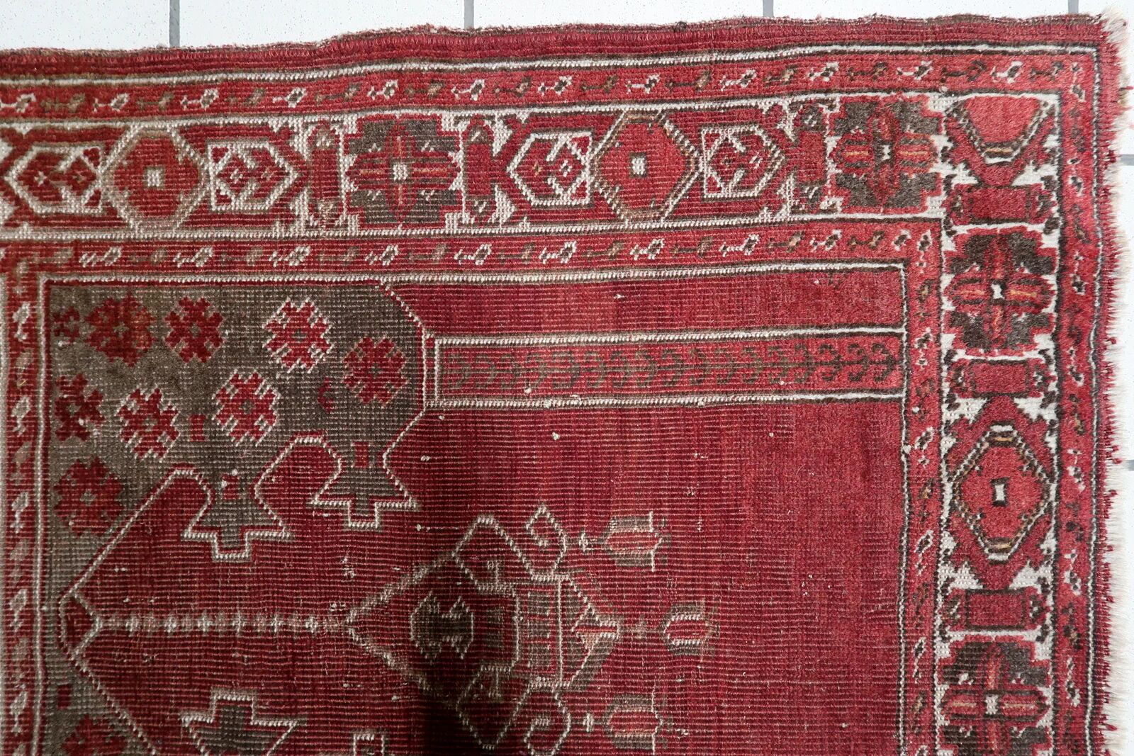 Antique Turkish Konya handmade prayer rug 2.7' x 3.6' 1920s - 1C1220