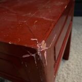 Small Chinese side table in red lacquer 20th century side table 1 drawer