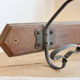 Vintage wooden wall hook – 3 metal hooks
