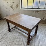 Paneled walnut desk with turned legs, 1900