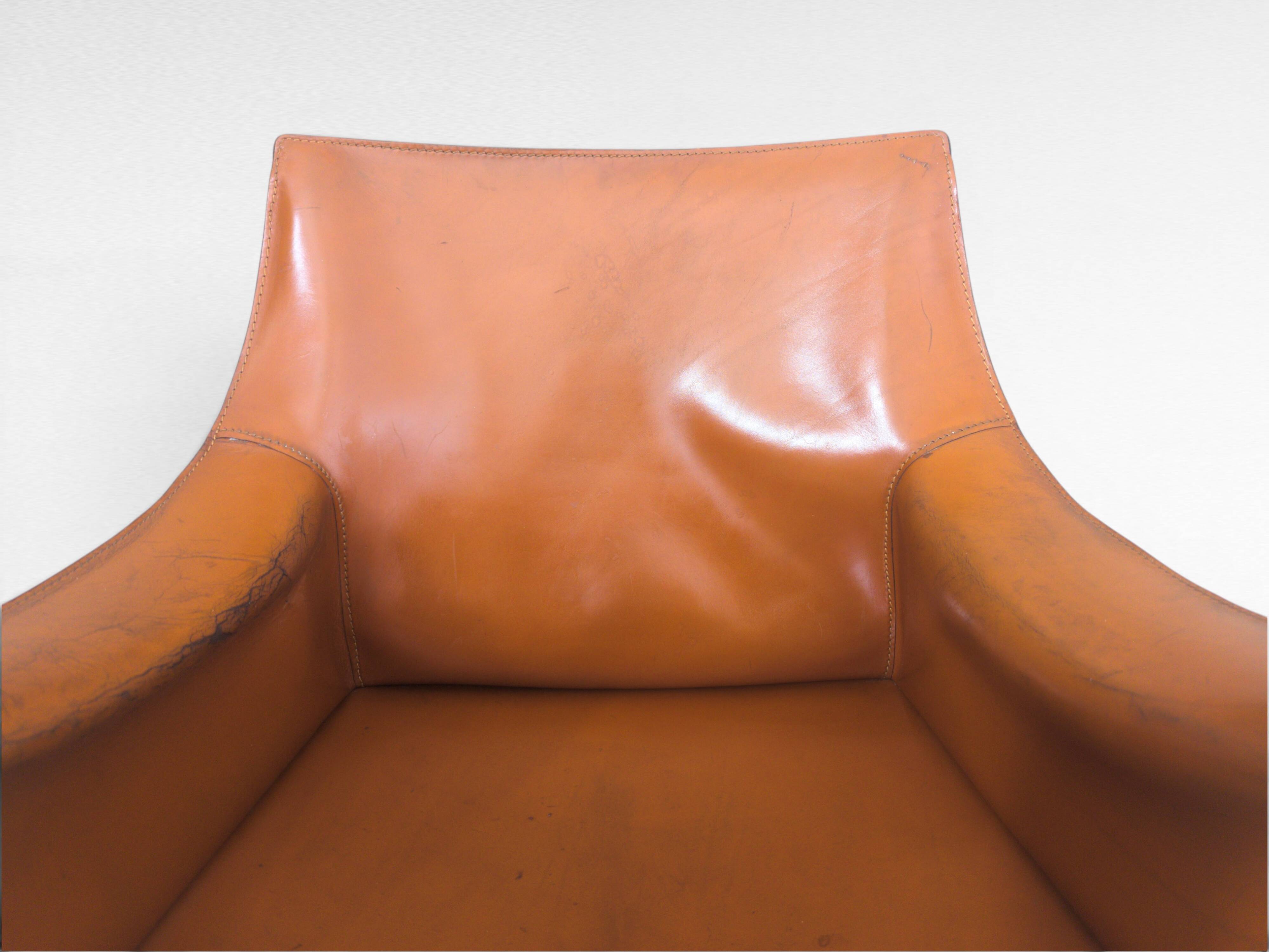 CAB 413 Chair in Cognac Leather by Mario Bellini for Cassina, Italy, 1970s