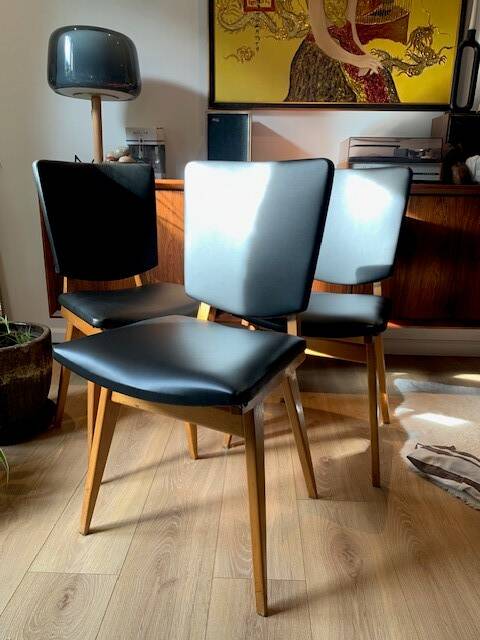 Set of 4 vintage Scandinavian compass chairs from the 70s/80s.
