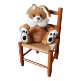 Vintage children's chair in wood and straw