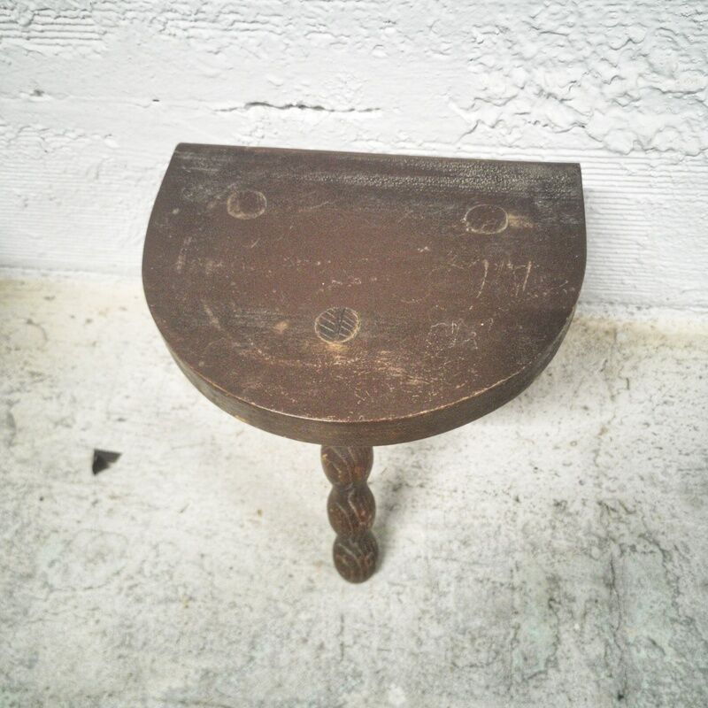 Tripod stool wood turned sitting half moon