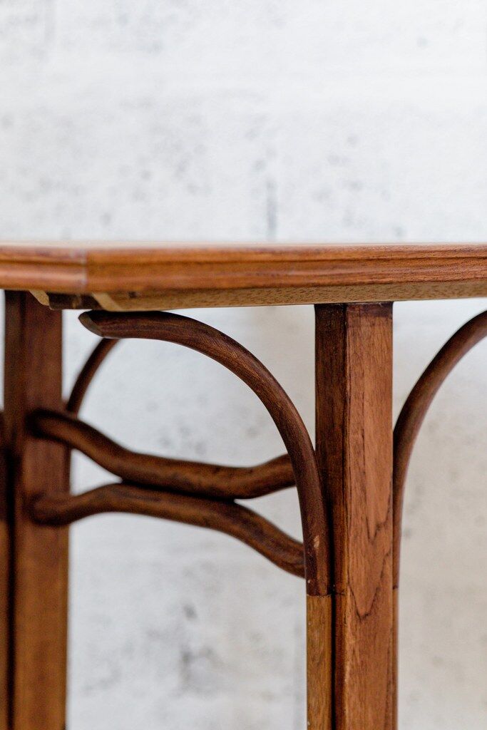 Curved wood bistro table