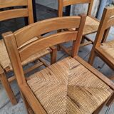 Set of four regaining chairs in elm. 1970