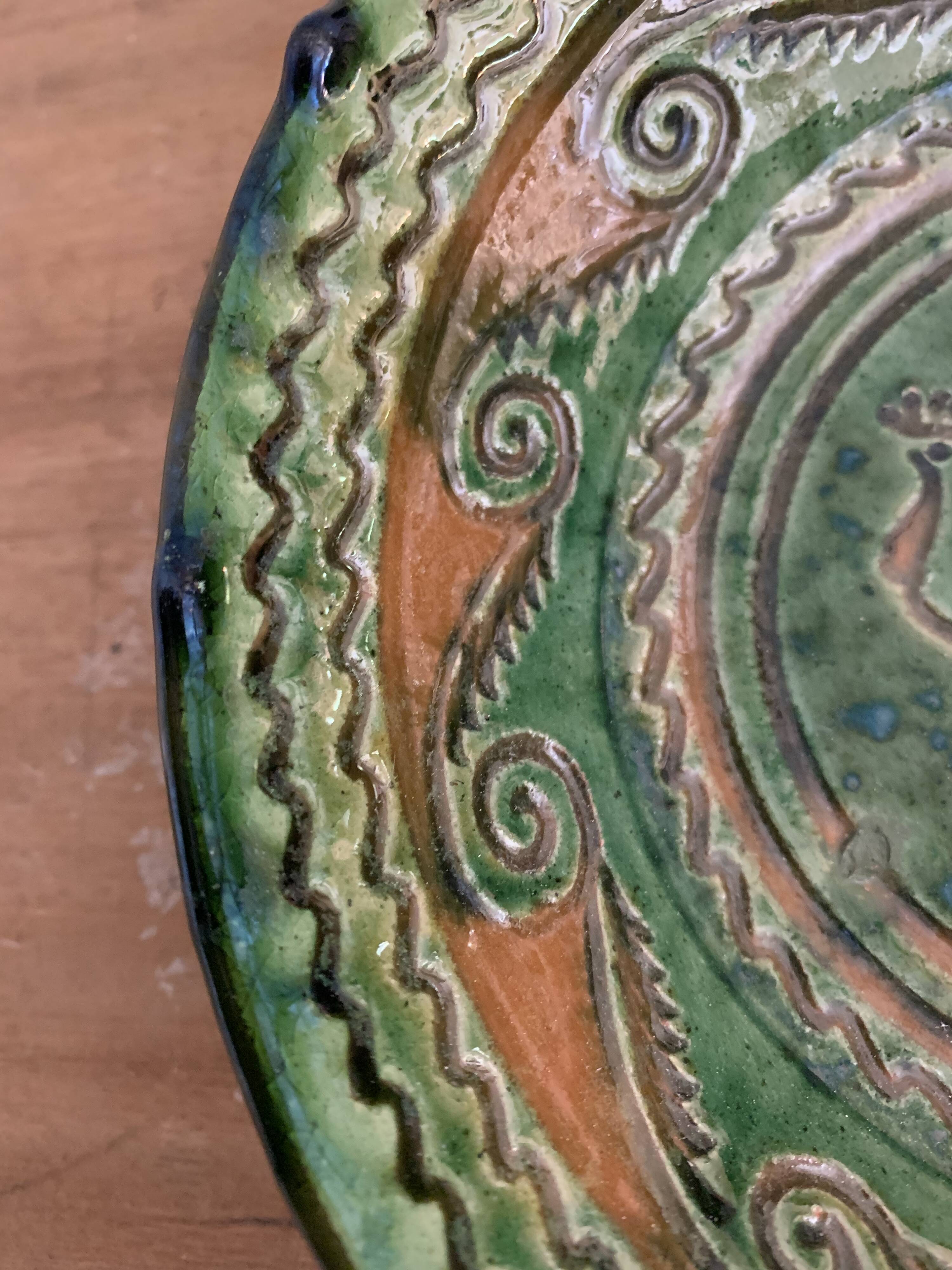 Tito Ubeda Spanish green ceramic fruit cup