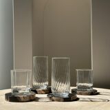 Set of 4 fossilized wooden coasters