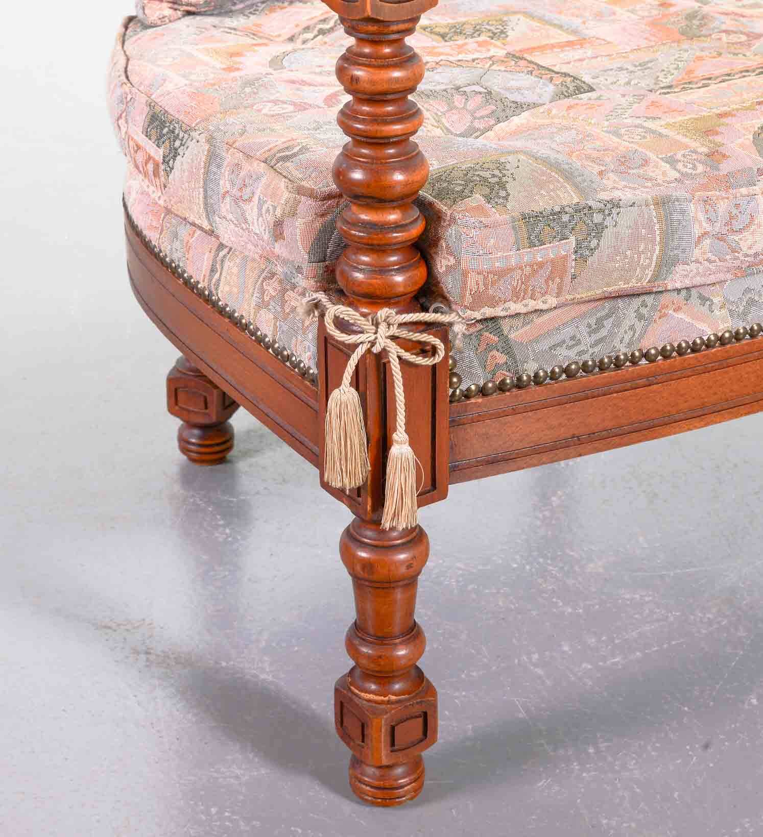 Giorgetti Gallery Collection Wooden Lounge Chairs w. Gobelin Upholstery 70s