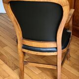 Wood and leather armchair