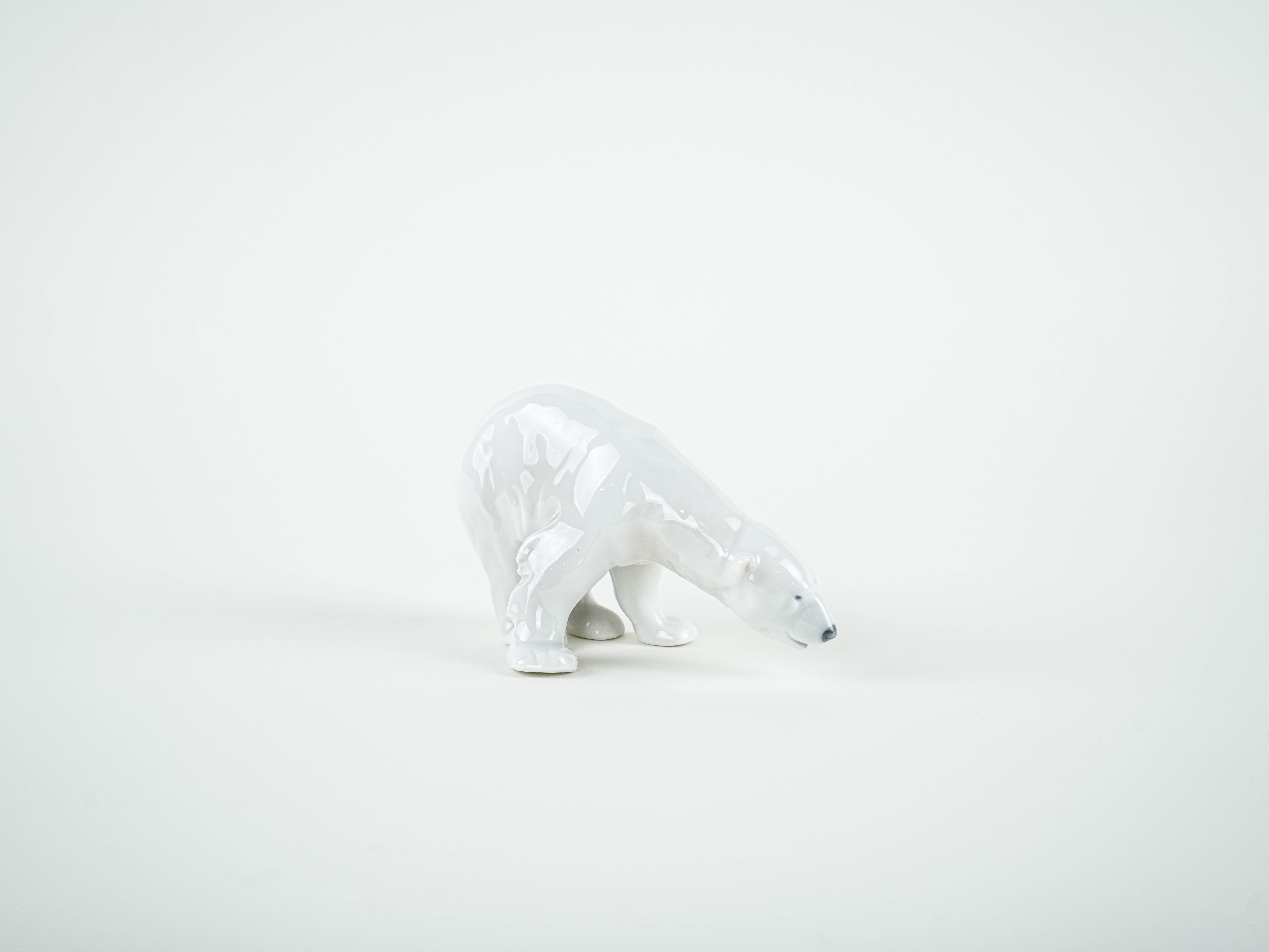 Porcelain polar bear figurine, Danish design, 1970s, manufactured by Royal