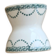 Old diabolo egg cup, ironstone with ivory and green pattern.