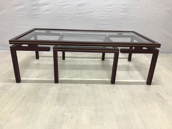 Table basse pierre vandel en métal laqué et verre