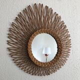 Vintage rattan sun mirror 1960 - 50 x45 cm