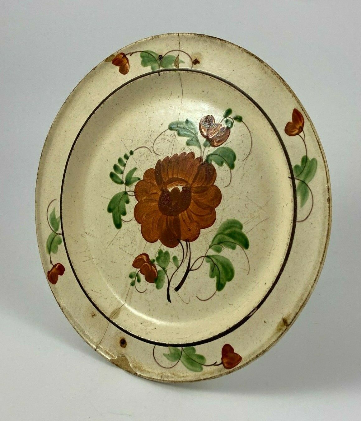 Assiette forges les eaux decor floral fin XVIII debut XIXeme
