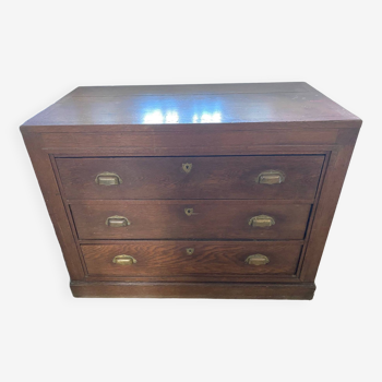 Old and authentic countertop furniture with 3 large drawers in oak 1900