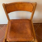Paire chaises orme cuir