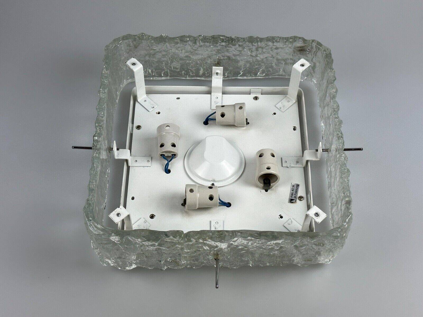 60s 70s ice glass flush mount ceiling lamp by Kaiser Leuchten Germany