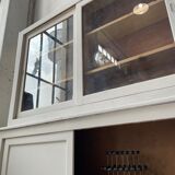 Library showcase ivory white sliding doors