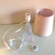 Bedside lamp with glass base and beige fabric lampshade / vintage 60s-70s