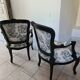 Armchairs Louis XV black woodwork lined with junggle fabrics