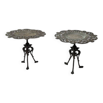 Ensemble de 2 coupes gothiques en bronze, années 1950